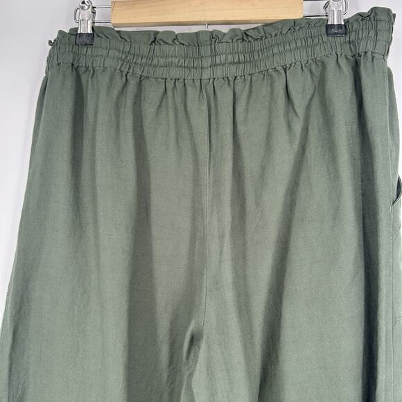 LOFT Tall Breezy Wide Leg Pants Cropped Linen Blend Olive Green Size LT Tall - Picture 7 of 10